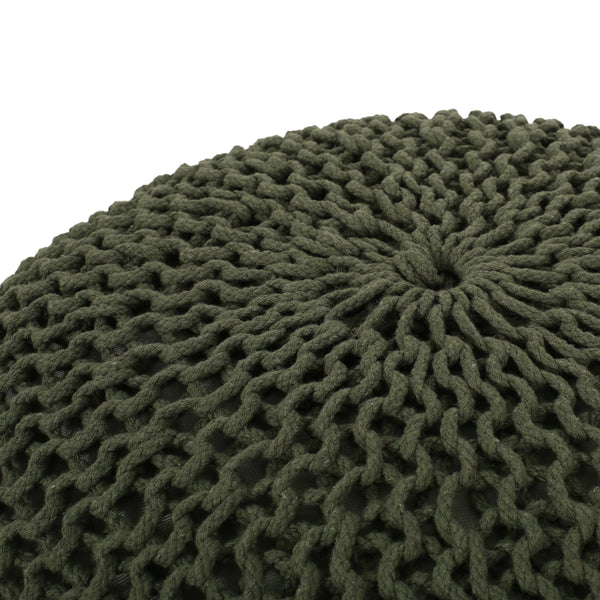 Gdf Studio Belle Modern Knitted Cotton Round Pouf