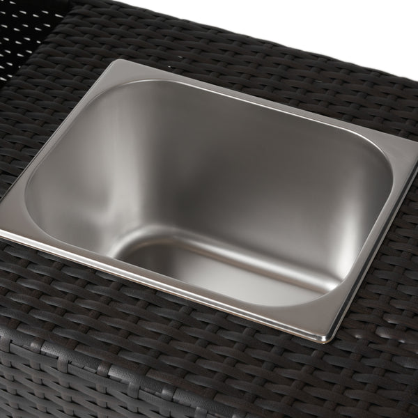 Gdf Studio Benett Outdoor Wicker Serving Bar Cart