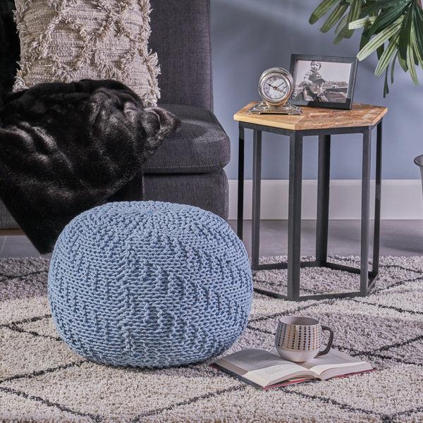 Gdf Studio Beryl Knitted Cotton Pouf
