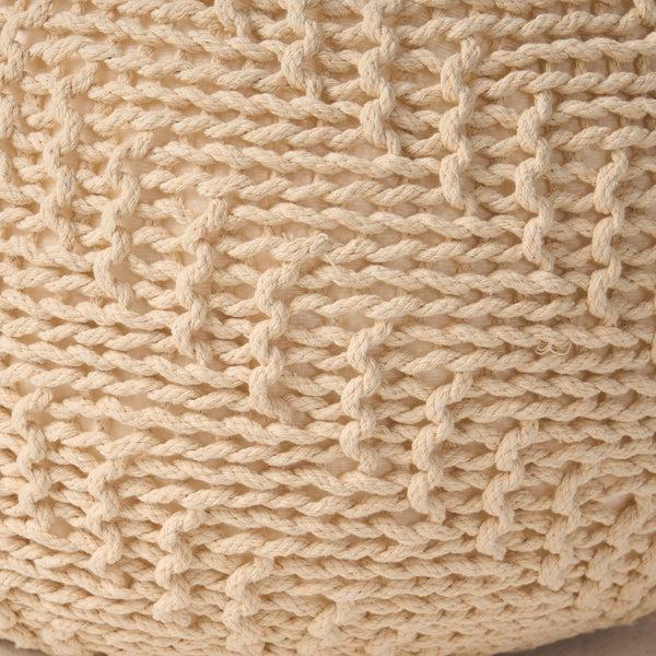 Gdf Studio Beryl Knitted Cotton Pouf Beige