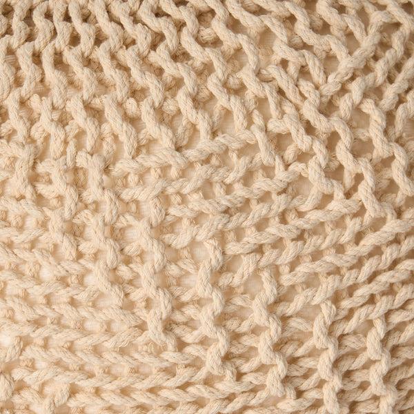 Gdf Studio Beryl Knitted Cotton Pouf Beige