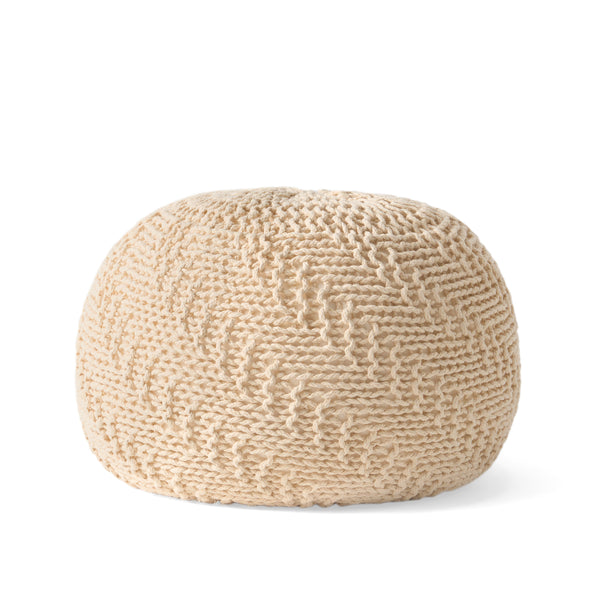 gdf studio Beryl Knitted Cotton Pouf Beige