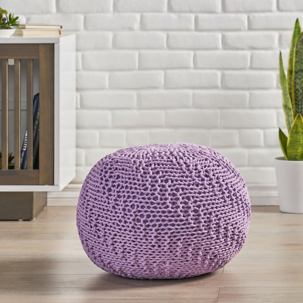gdf studio Beryl Modern Knitted Cotton Round Pouf