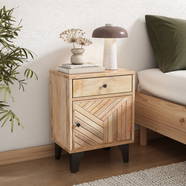 Gdf Studio Boudo Artistic Solid Wood Nightstand