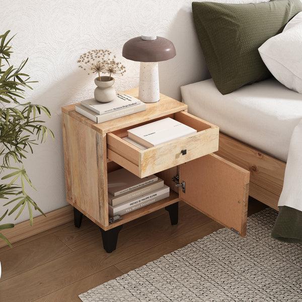 Gdf Studio Boudo Artistic Solid Wood Nightstand