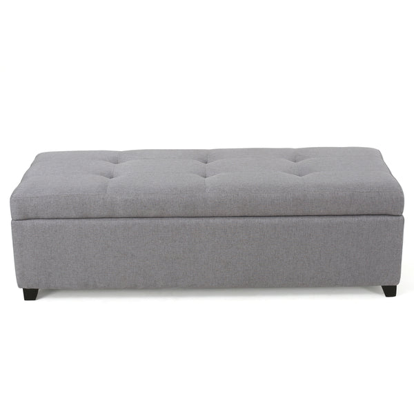 Gdf Studio Brent Wood Fabric Storage Ottoman