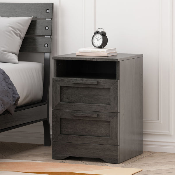 Gdf Studio Broxon Rustic 2 Drawer Nightstand