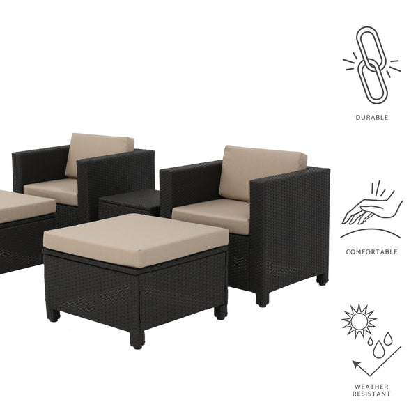 Gdf Studio Budva Outdoor 5pc Chat Set W/ Cushions
