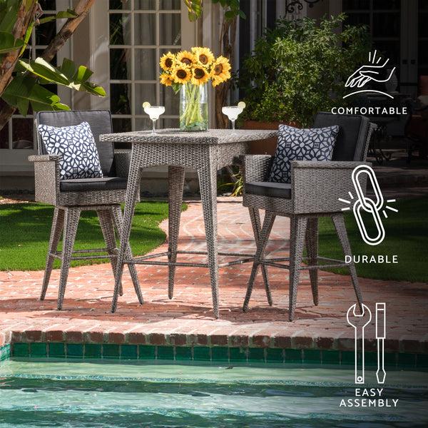 Gdf Studio Budva Outdoor Wicker Bar Set