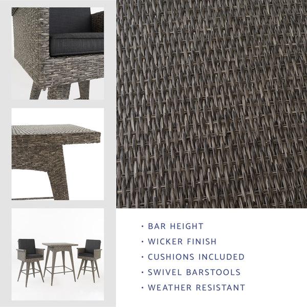 Gdf Studio Budva Outdoor Wicker Bar Set