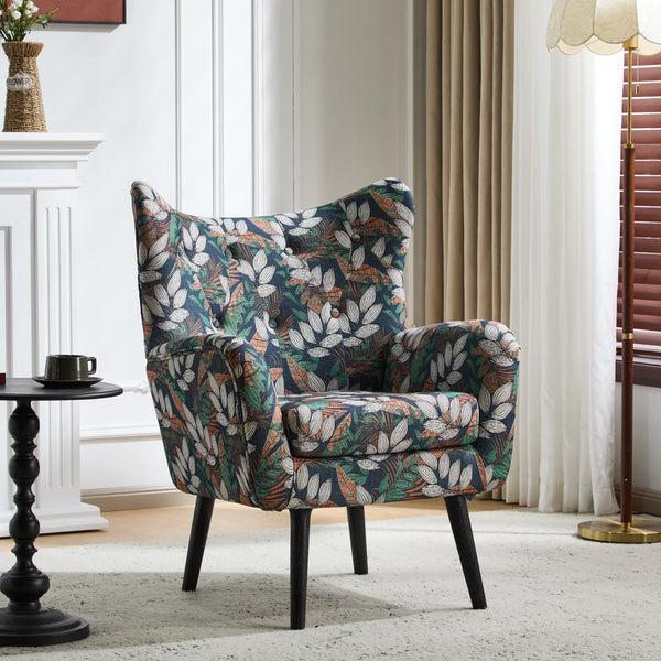Gdf Studio Button Tufted Style Wingback Arm Chair