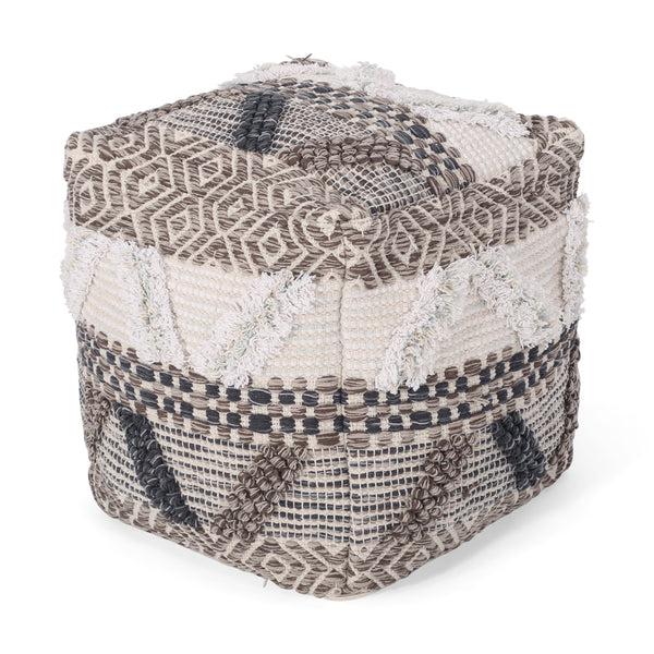 gdf studio Camillo Boho Fabric Cube Pouf