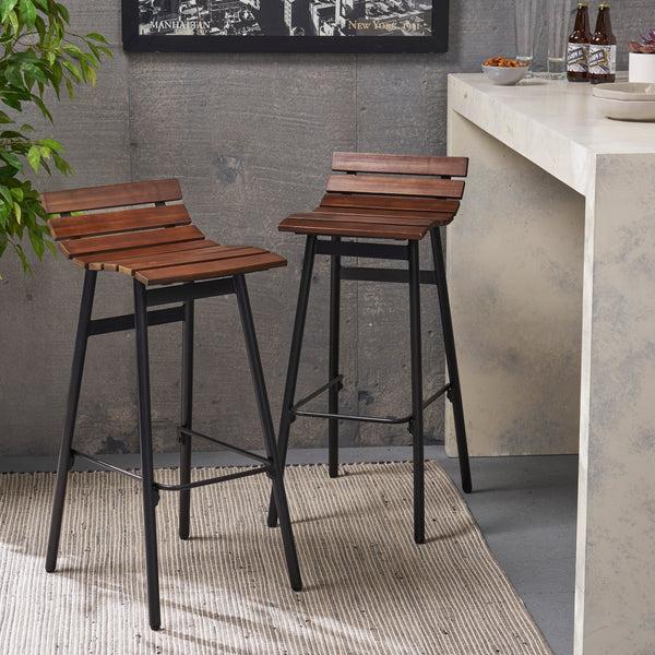 Gdf Studio Camron 35" Wooden Barstool (Set Of 2)