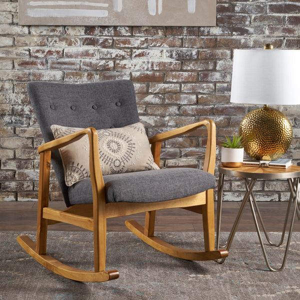 Gdf Studio Collin Mid Century Fabric Rocking Chair
