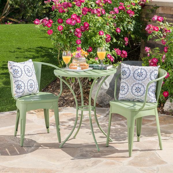 Gdf Studio Collins Outdoor 3 Piece Iron Bistro Set