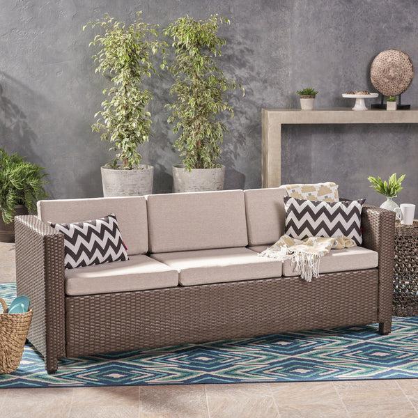 Gdf Studio Cony Outdoor Wicker 3 Seater Sofa