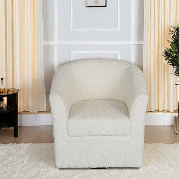 Gdf Studio Daisy Boucle Swivel Club Chair White