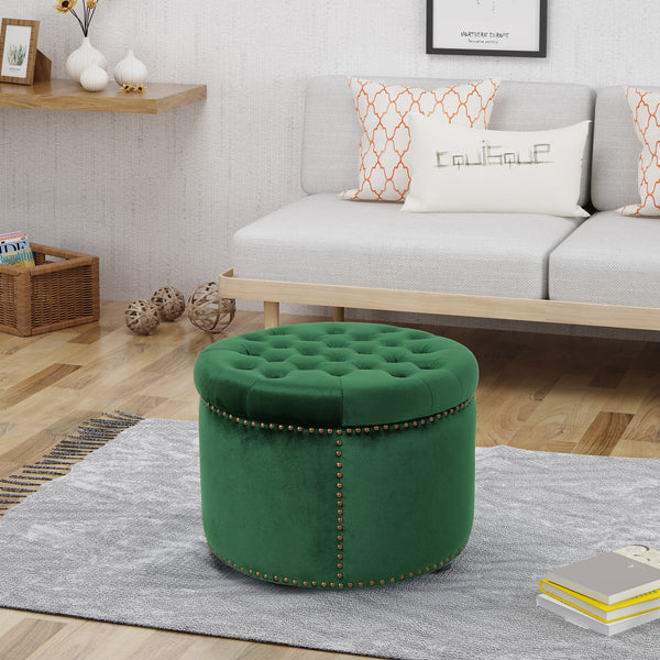Gdf Studio Daralis Glam Velvet Tufted Ottoman