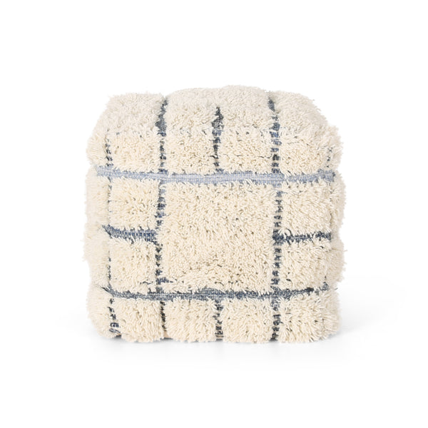Gdf Studio Davionna Boho Wool And Denim Pouf