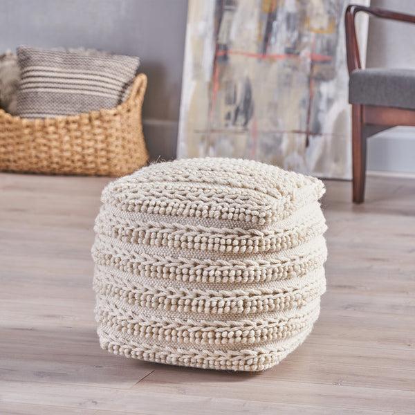 Gdf Studio Deke Handcrafted Boho Fabric Cube Pouf