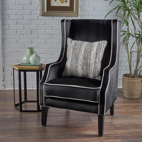 Gdf Studio Edell Velvet Wingback Accent Chair
