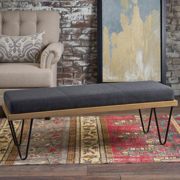Gdf Studio Elaina Industrial Modern Fabric Bench