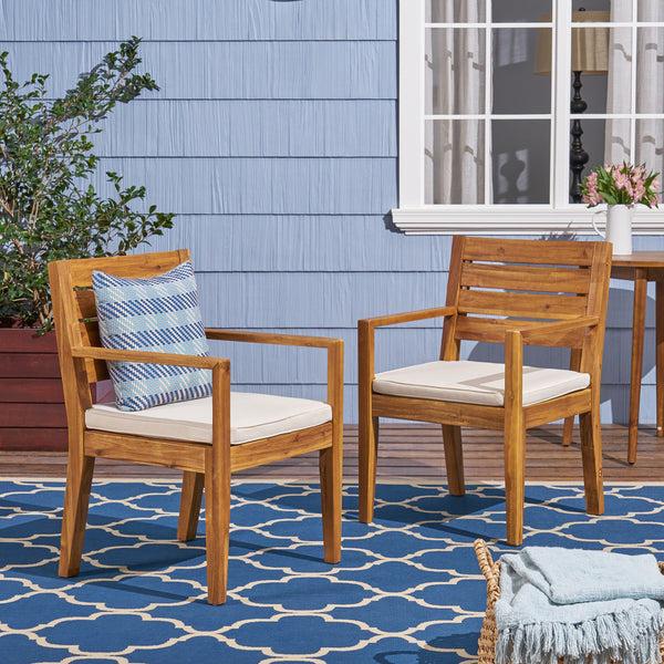 Gdf Studio Eric Outdoor Acacia Wood Dining Chairs