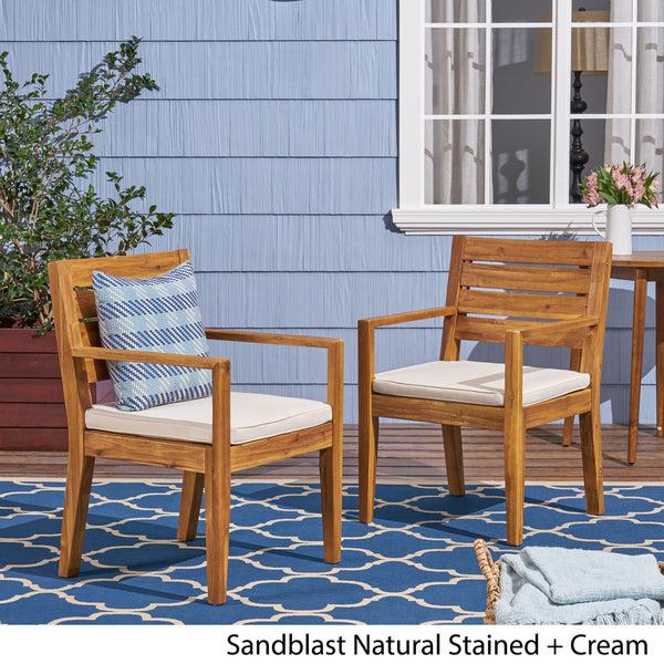 Gdf Studio Eric Outdoor Acacia Wood Dining Chairs