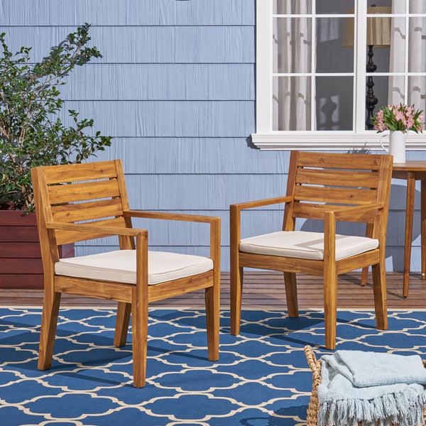 Gdf Studio Eric Outdoor Acacia Wood Dining Chairs