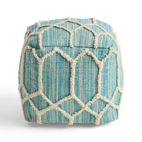 Gdf Studio Erza Boho Wool And Cotton Ottoman Pouf