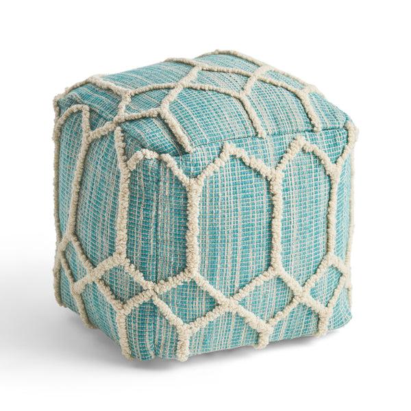 gdf studio Erza Boho Wool and Cotton Ottoman Pouf