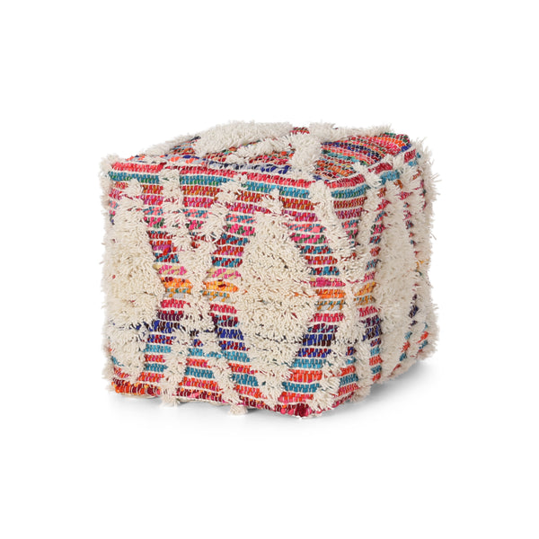 Gdf Studio Etoney Boho Wool And Chindi Pouf