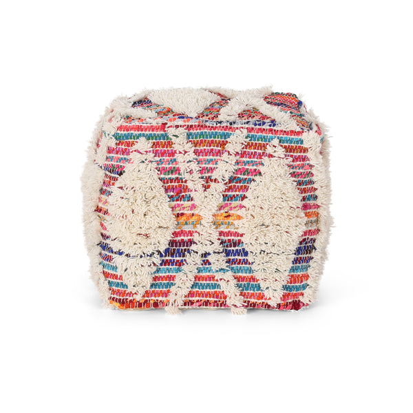 gdf studio Etoney Boho Wool and Chindi Pouf