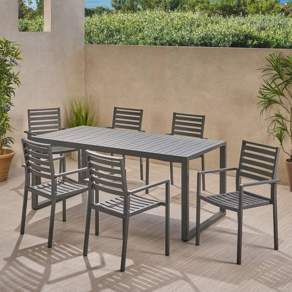 Gdf Studio Fatiha 6 Seater Aluminum Dining Set