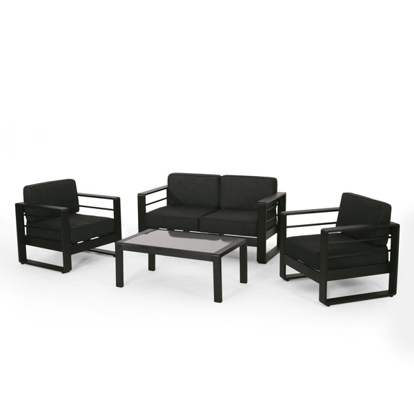 Gdf Studio Gadd Outdoor Aluminum 4 Seater Chat Set