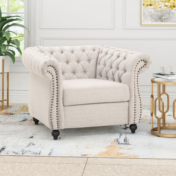 Gdf Studio Galilea Chesterfield Fabric Club Chair