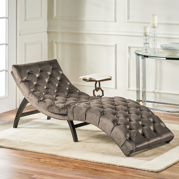 Gdf Studio Garamond Tufted Velvet Chaise Lounge