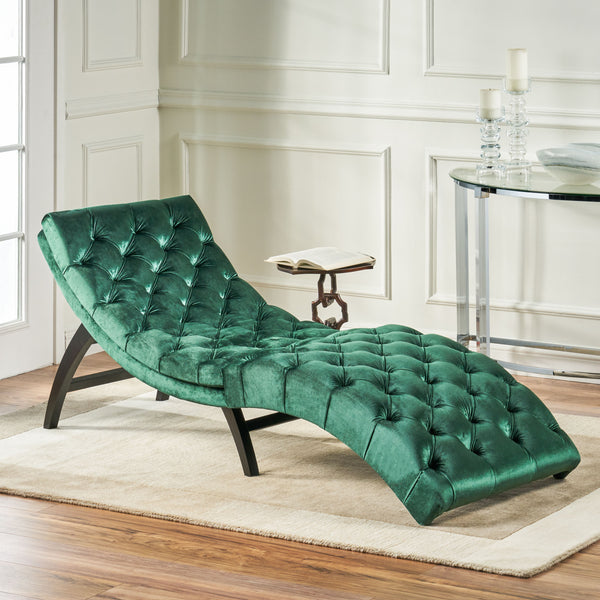 Gdf Studio Grasby Tufted New Velvet Chaise Lounge