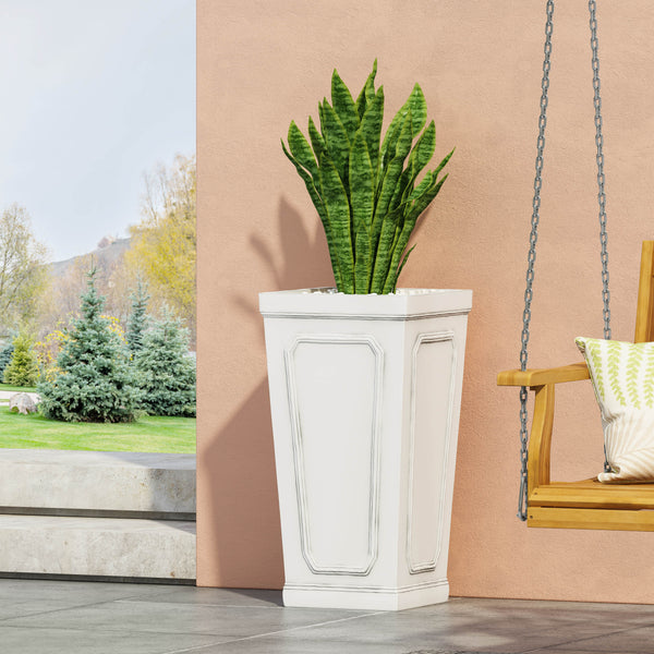 Gdf Studio Greg Outdoor Cast Stone Tapered Planter