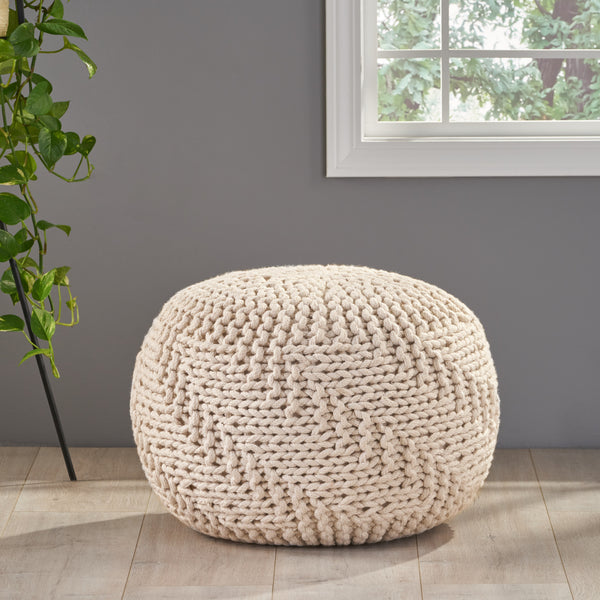 Gdf Studio Haley Indoor Fabric Hand Knit Pouf