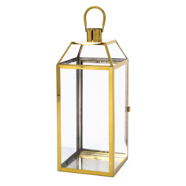 Gdf Studio Hamel 18" Modern Stainless Steel Lantern