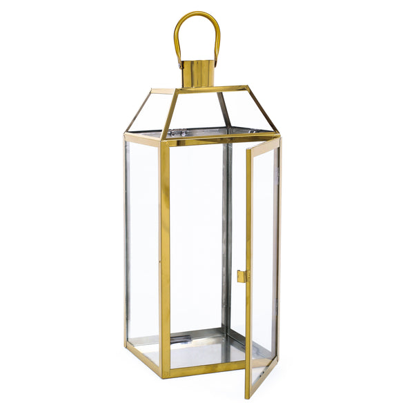 Gdf Studio Hamel 18" Modern Stainless Steel Lantern