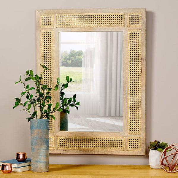 Gdf Studio Hazel Boho Mirror With Wicker Caning