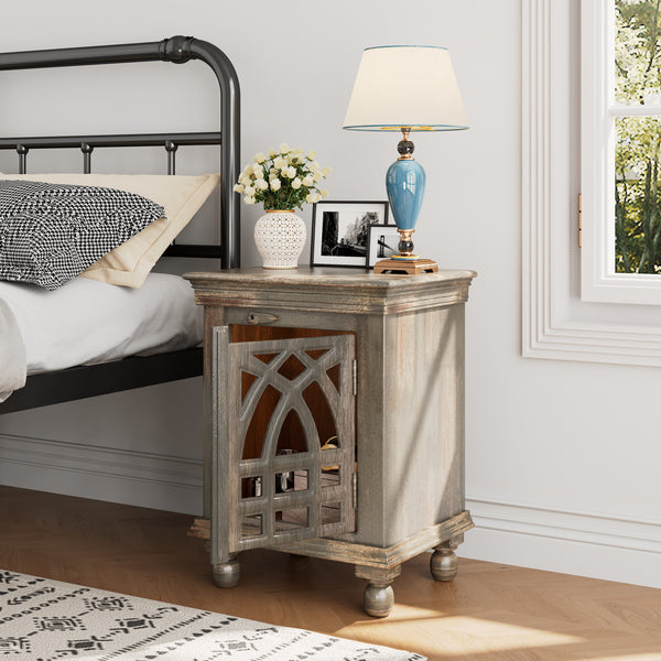 Gdf Studio Hearthlyn Antique Grey Wood Nightstand