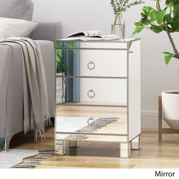 Gdf Studio Hedy Modern Mirrored 3 Drawer Cabinet