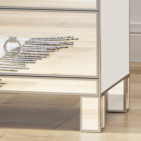 Gdf Studio Hedy Modern Mirrored 3 Drawer Cabinet