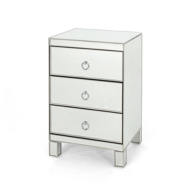 gdf studio Hedy Modern Mirrored 3 Drawer Cabinet