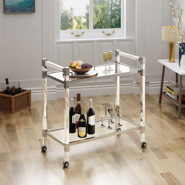 Gdf Studio Hilary Modern Glass Bar Trolley