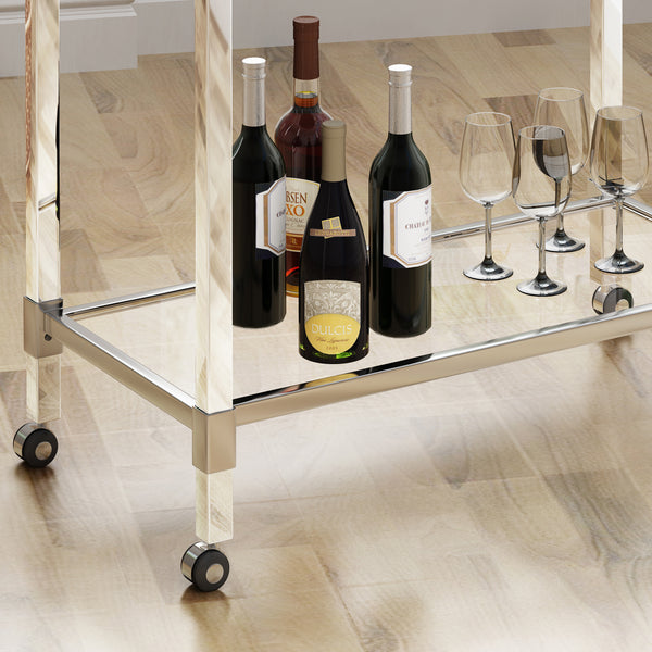 Gdf Studio Hilary Modern Glass Bar Trolley