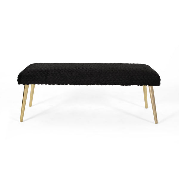 Gdf Studio Indira Patterned Faux Fur Bench
